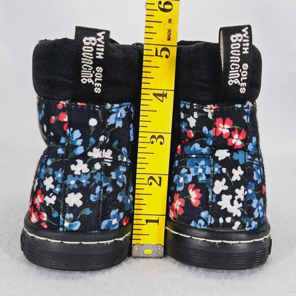 Dr‎ Martens Shoes Womens 7 Maelly Black Floral Canvas Boots Sneakers Air Walk